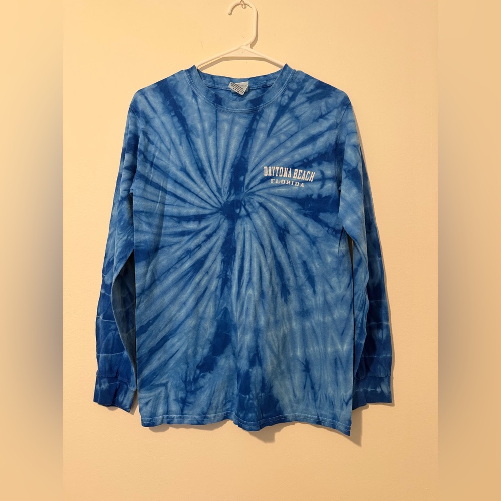 Daytona Beach Florida Blue Tie Dye Long Sleeve Tee